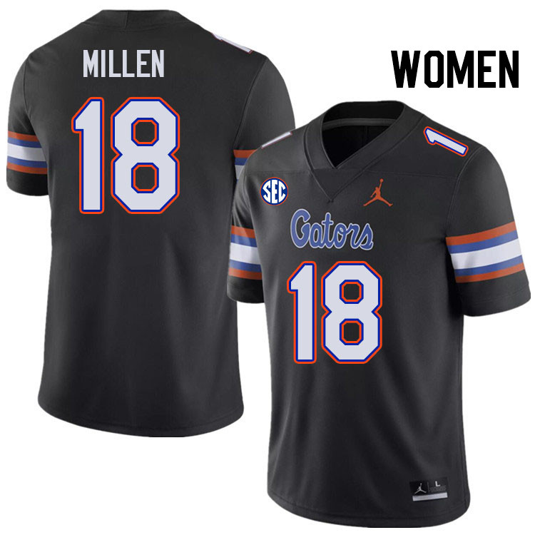 Women #18 Clay Millen Florida Gators College Football Jerseys Stitched-Black